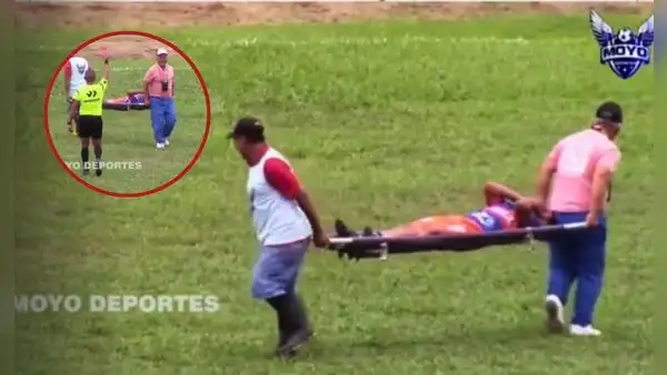 Camillero protagoniza 'blooper' en Copa Perú al trasladar a jugador lesionado y árbitro le saca tarjeta roja: "Lo agarraron por otro lado"
