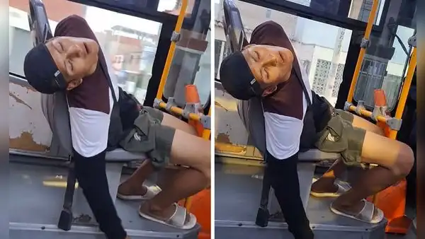 Peruano sorprende por su peculiar forma de dormir en el transporte público: “Llamen al fiscal”