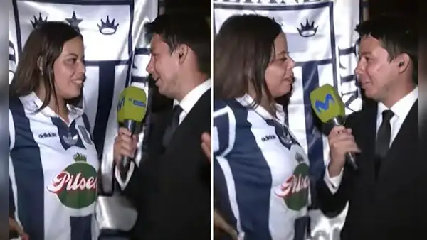 Reportero en shock tras beso inesperado de hincha de Alianza Lima en pleno enlace en vivo
