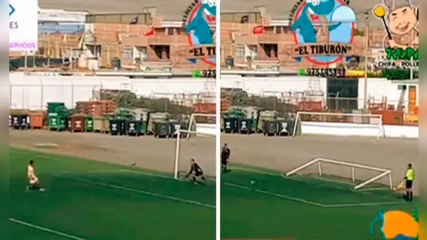 "¡El cañonero Lolo Fernández!": jugador pateó con tanta fuerza un penal que derribó el arco