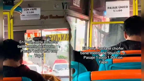 Pasajeros en Perú se sorprenden al ver que chofer de bus público cobra recargo si le pagan con Yape: “Mente de tiburón”
