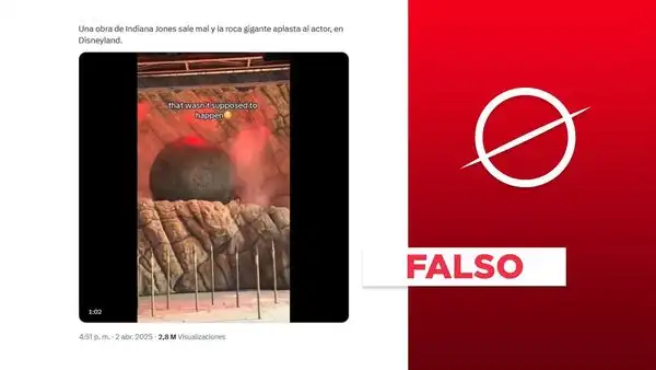Video no muestra a un actor siendo aplastado por una roca durante una obra de Indiana Jones que "salió mal"