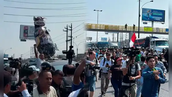 Con gritos y empujones: transportistas se enfrentan a la PNP durante paro en la Panamericana Norte
