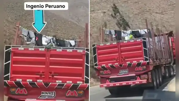 Chofer peruano improvisa cordel en su tráiler y sorprende con su ingenio: "Trabajador que resuelve"