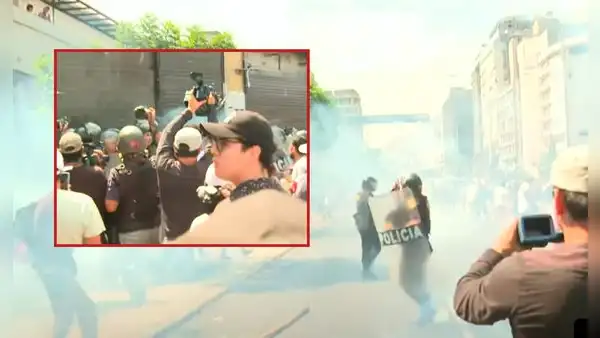 Tensión en av. Abancay: PNP lanza bombas lacrimógenas a manifestantes durante paro de transportistas