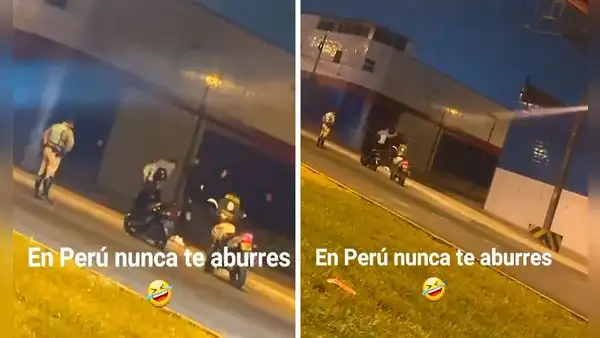 Policía en Perú detiene a dos motociclistas y los pone a hacer ejercicios en plena calle: “Se libraron de la multa”