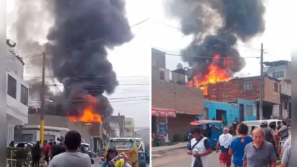 Voraz incendio en Comas consume vivienda de material noble: bomberos atienden la emergencia