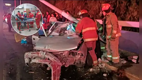 Arequipa: cinco universitarios quedan en estado crítico tras chocar automóvil contra un poste