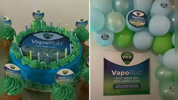 Joven celebró su cumpleaños con temática de Vick Vaporub y usuarios bromean: “Sabe a menta”