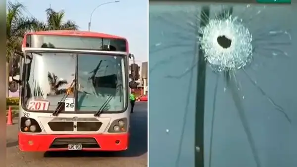 Delincuentes balean bus de Corredor Rojo cerca al Estadio Monumental en Ate: sujetos dejan un mensaje