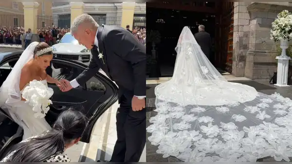 Alejandra Baigorria deslumbra con su imponente vestido blanco al llegar a su boda para darle el "sí" a Said Palao