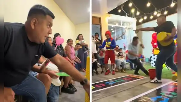Padre participó en juego infantil durante cumpleaños, pero se enojó y se fue: “Tumba la fiesta”