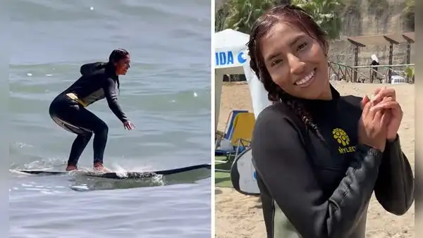Tiktoker boliviana visitó playa de Lima y en una hora aprendió a surfear: “¿Nos pueden ceder un cantito?”