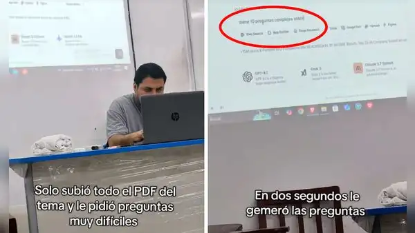 Profesor olvida apagar el proyector y alumnos descubren que crea el examen con IA: “Dame 10 preguntas complejas”