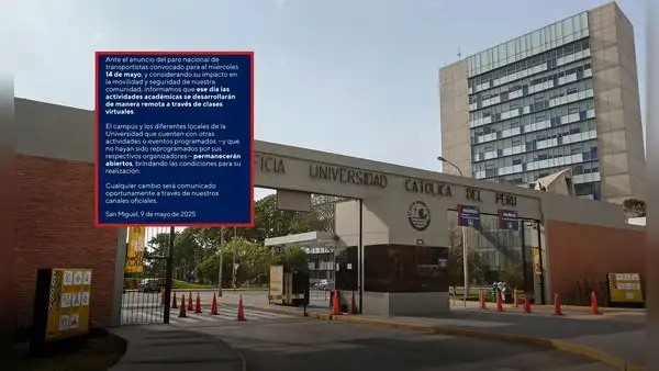 ¿Habrá clases este 14 de mayo en la PUCP? Esto se dijo sobre el Paro de Transportistas