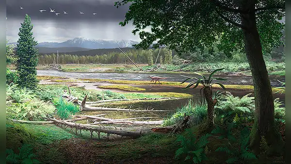 Científicos recrearon por primera vez y con nitidez un bosque cretácico donde vivían los dinosaurios hace 120 millones de años