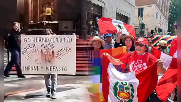 Protestas contra Dina Boluarte en el Vaticano: 10 peruanos detenidos con carteles cerca a Plaza de San Pedro en Roma