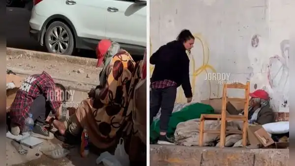 Joven del Reino Unido que fue rescatada debajo de puente en Cusco es vista nuevamente en el lugar ayudando a adulto mayor