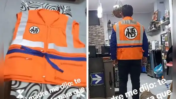 Motociclista peruano causa sensación con su chaleco inspirado en Goku: “Que no lo vean en Gamarra”