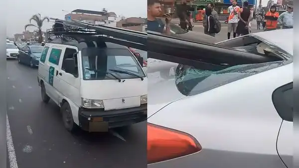 Fierros que transportaba una camioneta se sueltan e impactan contra vehículo en Los Olivos: comparan accidente con 'Destino final'