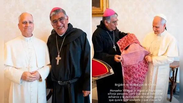 Obispo de Chota y Cutervo se reunió con el papa León XIV y le regaló la tradicional alforja chotana