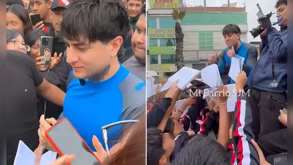 Tiktoker Diealis llegó a San Juan de Miraflores y escolares se aglomeran para conseguir autógrafo