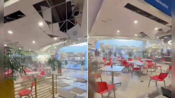 Parte del techo del patio de comida de Plaza Norte colapsa tras temblor de 6.1 grados que sacudió Lima y Callao