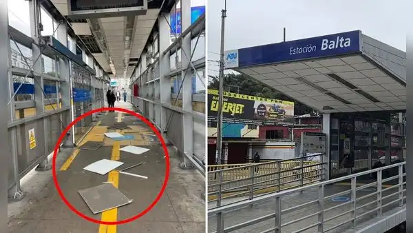 Tras fuerte sismo en Lima, colapsa parte del techo de la estación Balta del Metropolitano de Lima