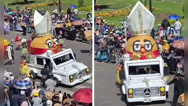 ‘Papamóvil’ se lució en desfile de alegorías en Cusco y usuarios reaccionan: “De Perú para el Vaticano”