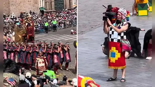 Camarógrafo se luce con traje inca en el Inti Raymi y usuarios reaccionan: "Para no malograr la paleta de colores"