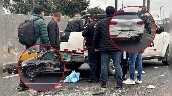 Policía muere en violento choque múltiple de autos y moto en pleno Óvalo Naranjal, en la Panamericana Norte