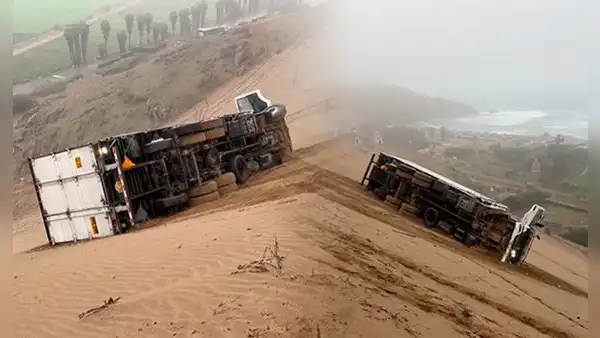 Conductor salva de morir tras caída de camión por un precipicio en Serpentín de Pasamayo