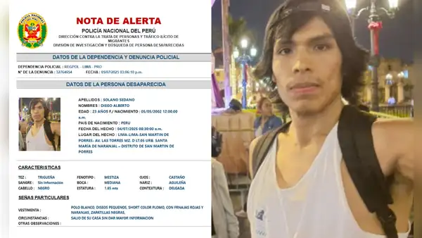 Joven de 23 años desaparece luego de salir a caminar en San Martín de Porres: familia pide ayuda para dar con su paradero