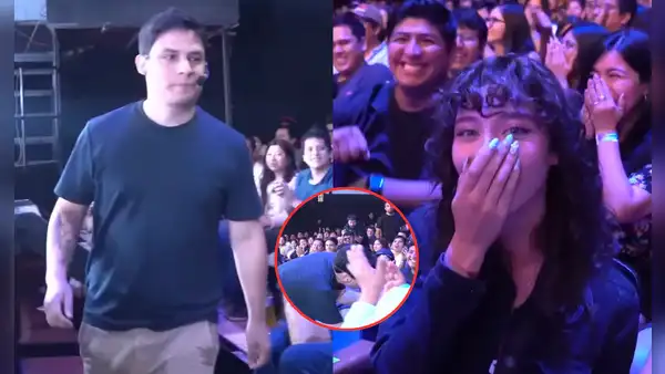 Curwen sorprende con tierno beso a su novia Carla en evento de 'Habla Good' en el teatro Canout