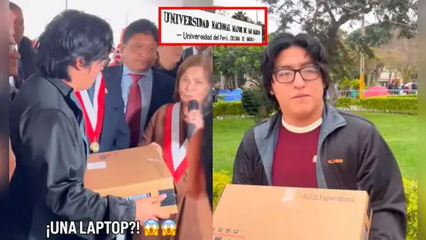 Premian a ‘Gusano Legendario’ de la UNMSM con una laptop durante almuerzo especial por Fiestas Patrias: “Valió acampar una semana”