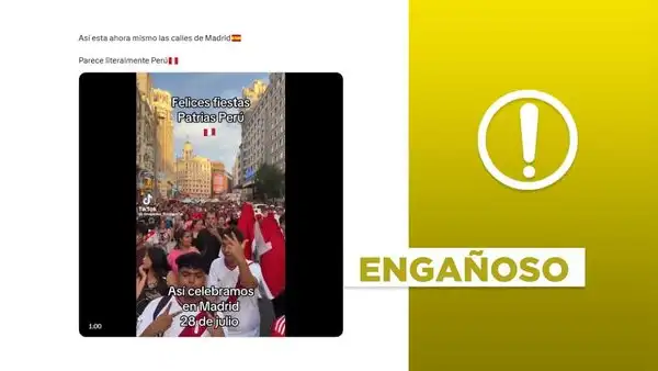 Este video de la comunidad peruana en España celebrando las Fiestas Patrias no es de 2025