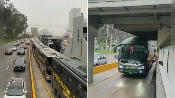 Tráfico en la Vía Expresa: bus de la Policía queda atrapado en carril exclusivo de estación Javier Prado del Metropolitano