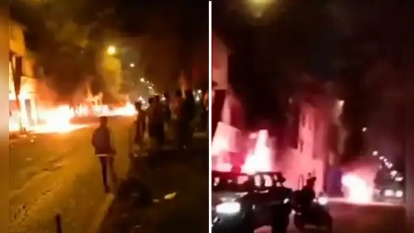 Comerciantes de 'La 50' incendian motocicletas de presuntos extorsionadores extranjeros en Independencia