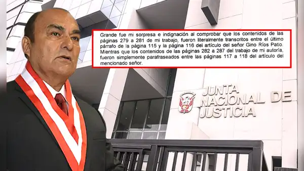 JNJ: Gino Ríos fue denunciado por presunto plagio ante el Colegio de Abogados de Lima