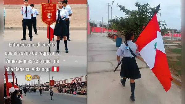 Madre venezolana se emociona al ver a su hija en desfile escolar representando al Perú: ''Tiene una vida aquí''