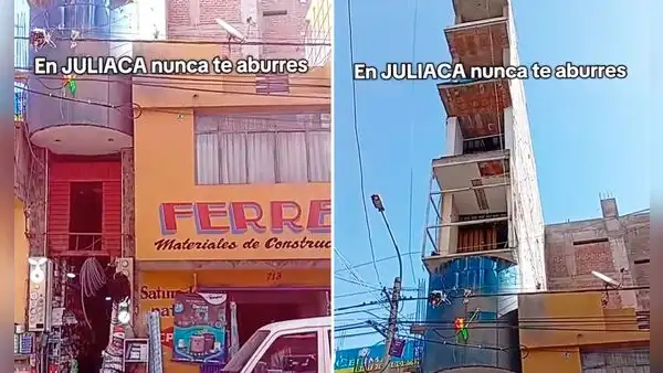 Familia en Juliaca construye un angosto edificio de 7 pisos y en redes reaccionan: “Cuando heredas 1 metro cuadrado”