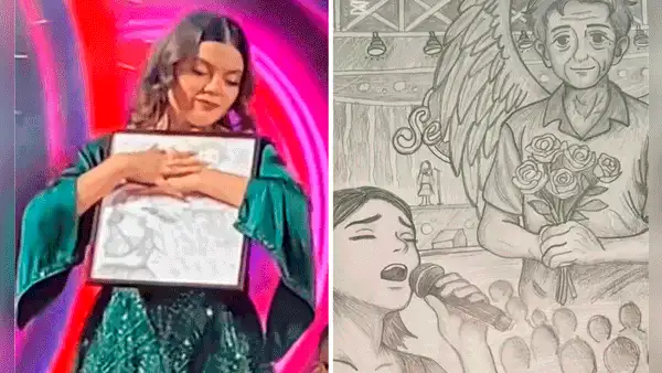 Regalan a Briela Cirilo de Corazón Serrano un dibujo de su difunto abuelito y redes se conmueven: "Su ángel guardián"