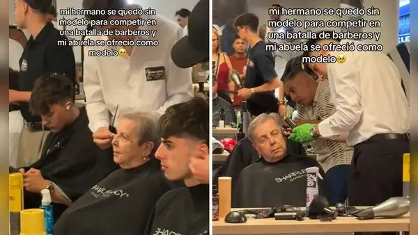Joven barbero no tenía modelo para concurso y su abuelita conmueve al ayudarlo: "Que sean eternas"