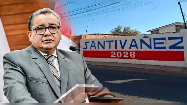 Aparecen pintas de Juan José Santiváñez con los colores del partido de César Acuña en Arequipa
