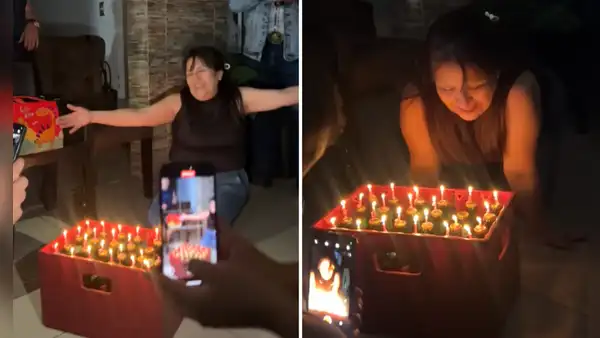 Mujer usa caja de cerveza como torta de cumpleaños y causa furor en redes: "Es que no le gustaba lo dulce"