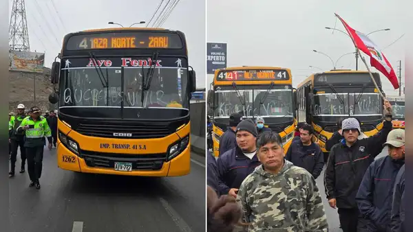 Transportistas de Lima se movilizan por la Panamericana Norte y Panamericana Sur hacia el Congreso en protesta contra extorsiones