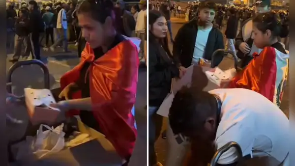 Tiktoker peruana sorprende al regalar 100 pollos a la brasa a jóvenes en marcha de la Generación Z en Lima: "La única que ayudó"