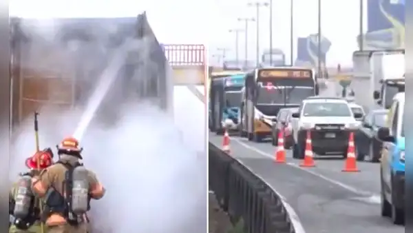 Tráiler cargado con arándanos se incendia en la Panamericana Sur: se reporta tráfico debido al cierre de tres carriles
