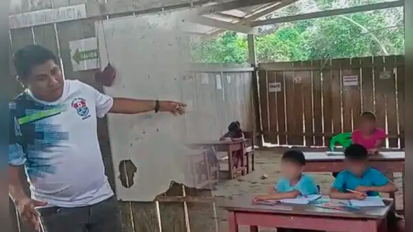 “Nuestros alumnos estudian sobre troncos”: docentes denuncian condiciones precarias en colegio de Condorcanqui
