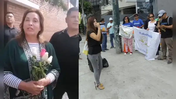 Dina Boluarte es respaldada por grupo violentista 'La Resistencia': los recibió en los exteriores de su casa